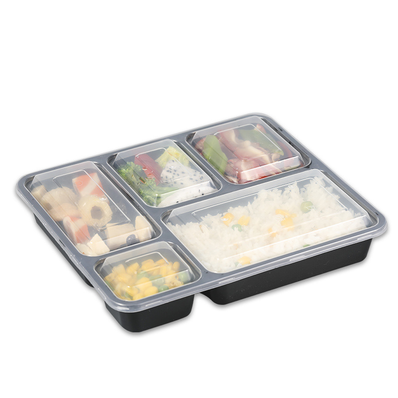 批发一次性方形三格四格五格饭盒加厚快餐盒透明黑色打包碗外卖餐