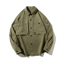 2023秋装新款男士工装风长袖衬衫纯色男款长衬衣男士原味工装风