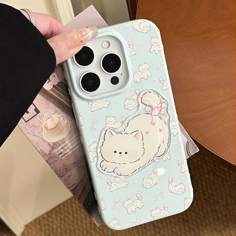 少女心卡通适用苹果16promax手机壳iphone17立体猫咪15全包13防摔|undefined