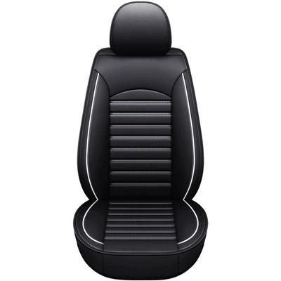 Four Seasons Pad: universal car seat cover fully - black-and-white-full-leather-single-seat-ch
