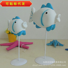 地中海 情侣鱼 经典蓝白木质对鱼 家居饰品装饰摆件 礼物礼品