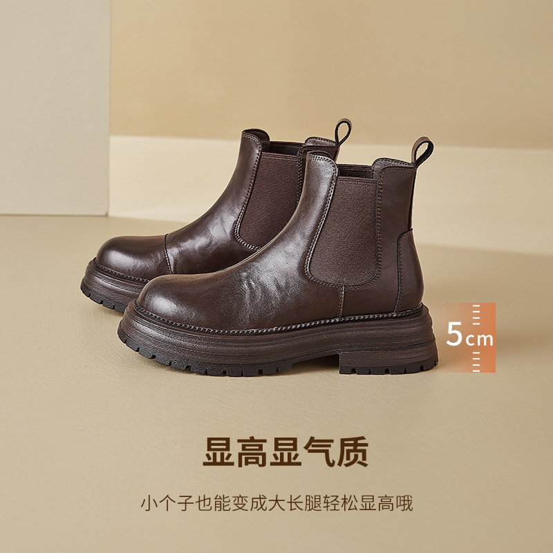 Augusto Lion Martin botas mujeres invierno 2026 nuevo estilo inglés botas cortas de fondo grueso botas de tubo retro Chelsea