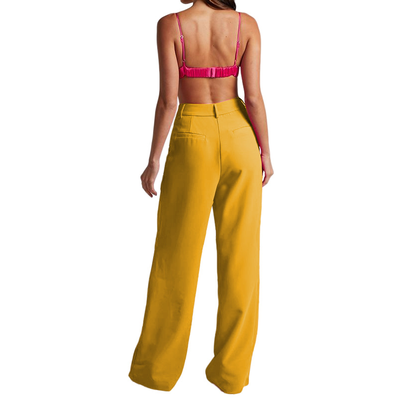 Women's Clothing 2024 Spring New Women's Fashion Temperament Lapel Long Sleeve High Waist Trousers Two piece Set_voghion.com