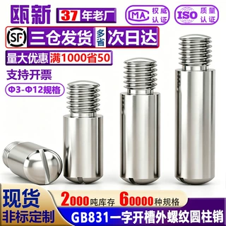 304不锈钢一字开槽无头台阶螺钉轴位螺杆GB831轴位螺栓外螺纹销钉