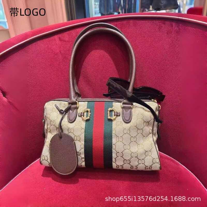 Cross-border foreign trade 2026 new model G brand Borsetto vintage canvas Boston women's bag retro handbag and crossbody bag Cross-border foreign trade 2026 new model G brand Borsetto vintage canvas Boston women's bag retro handbag and crossbody bag