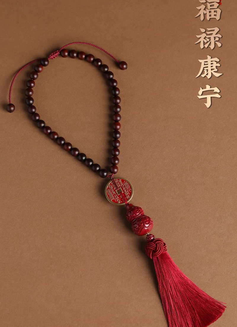 Cinnabar Gourd Car Pendant for Safe Journey, High-End Car Hanging Ornament for Men and Women, Good Fortune Pendant