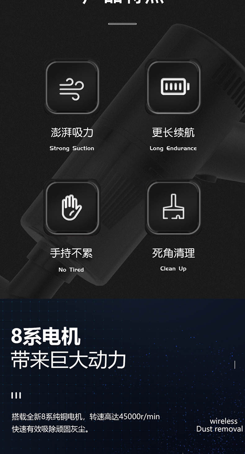 车载迷你吸尘器超强大吸力无线手持便携式家用桌面大功率汽车用品详情5