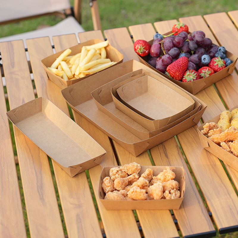 Dessert Packaging Box, Open Tray, Snack Barbecue Plate, Fries, Fried Chicken, Grilled Sausage, Takeaway Box, Cake Box