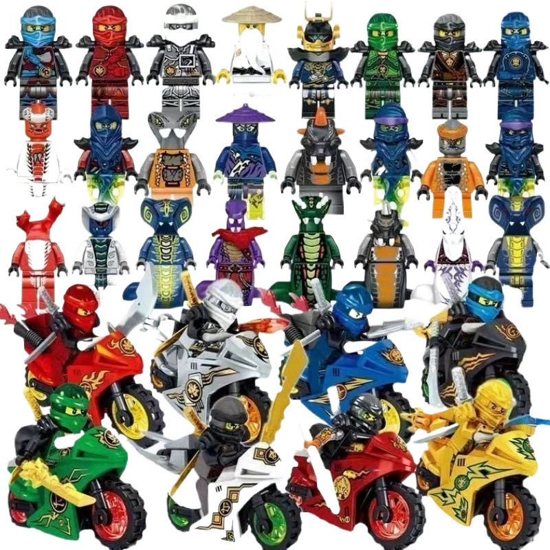 Lego, минифигуры, мотоцикл, конструктор, деревянный человечек, кукла, игрушка для младших школьников