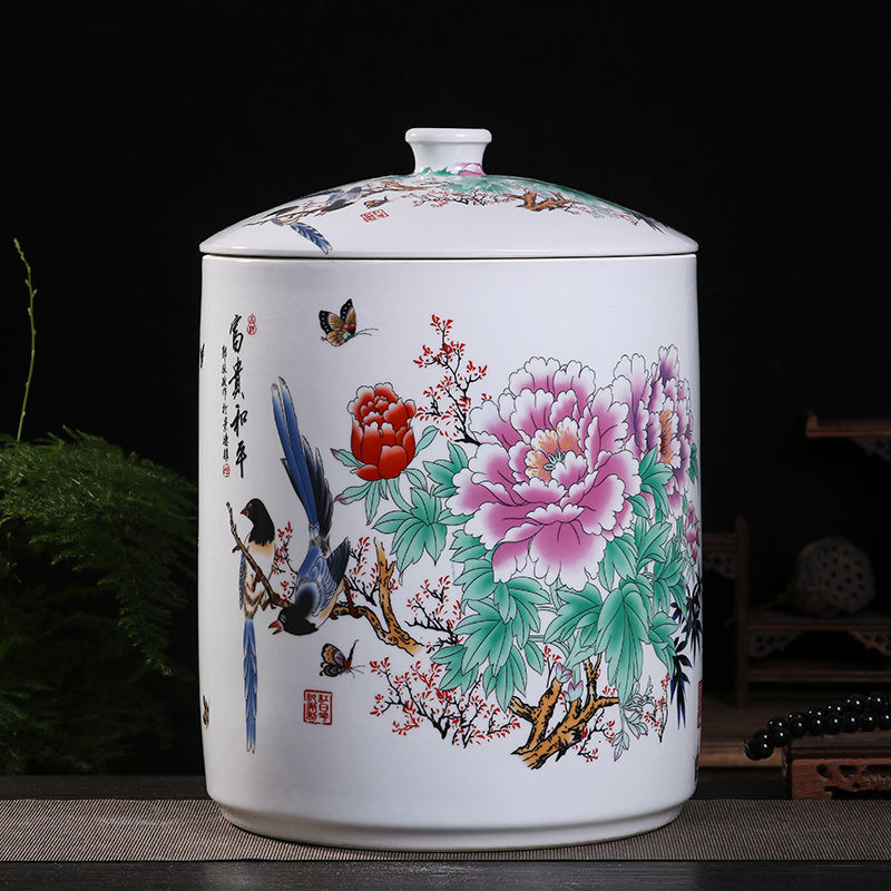 陶磁器の米のかめの家庭用の蓋付きの斤の米の桶の密封の缶の米の箱の斤の小麦粉の桶の防虫|undefined
