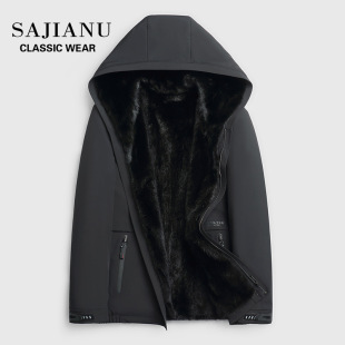 Park suit men's whole mink fur coat fur Integrated Nylon overcome hooded mink short fur coat winter