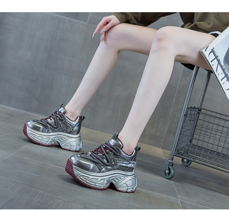 Giày sneaker nữ đế dày chunky tăng chiều cao 9 cm phong cách hot girl — Bạc M2696, M 2696m Màu sắc, M2696 đỏ chi tiết 18