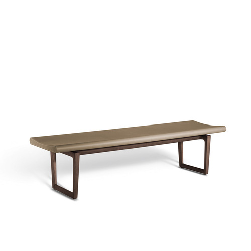 Light Luxury Black Walnut Saddle Leather Solid Wood Bed End Stool | Modern Minimalist Log Bedside Bench | Long Bench for Bedroom and Shoe Changing