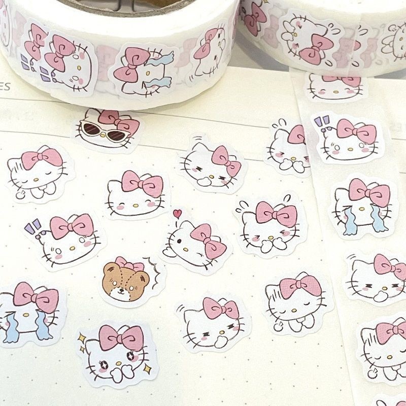 Ins小紅書爆金粉kitty巻きシール価値アニメ500枚かわいい手帳装飾テープ|undefined