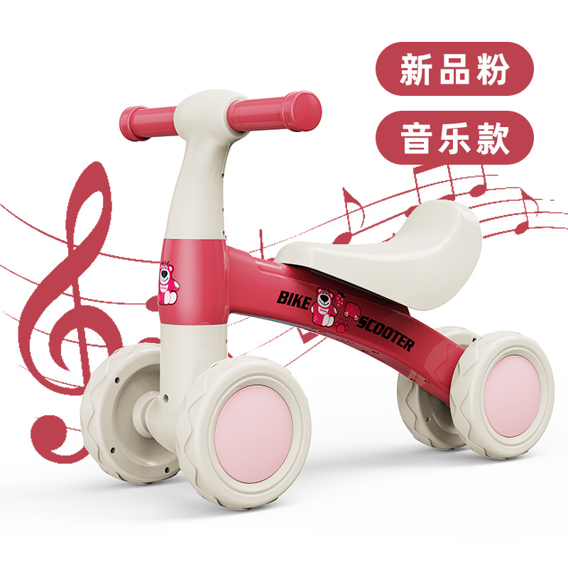 Cuatro ruedas de equilibrio para niños de 1 - 3 años de edad, patineta para bebés sin pedal, caminante anti-rollback, música, luces deslizantes