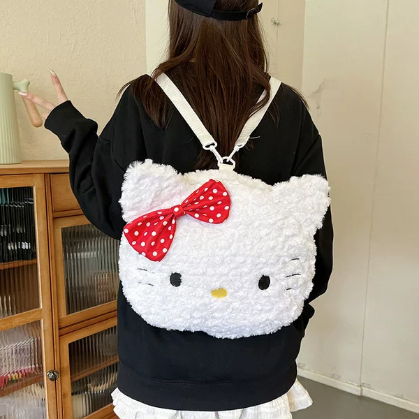 New Cyber Celebrant Cartoon Travel Large Capacity Plush Bag Women's Autumn and Winter Japanese Tote Bag Cousy Cat Shoulders