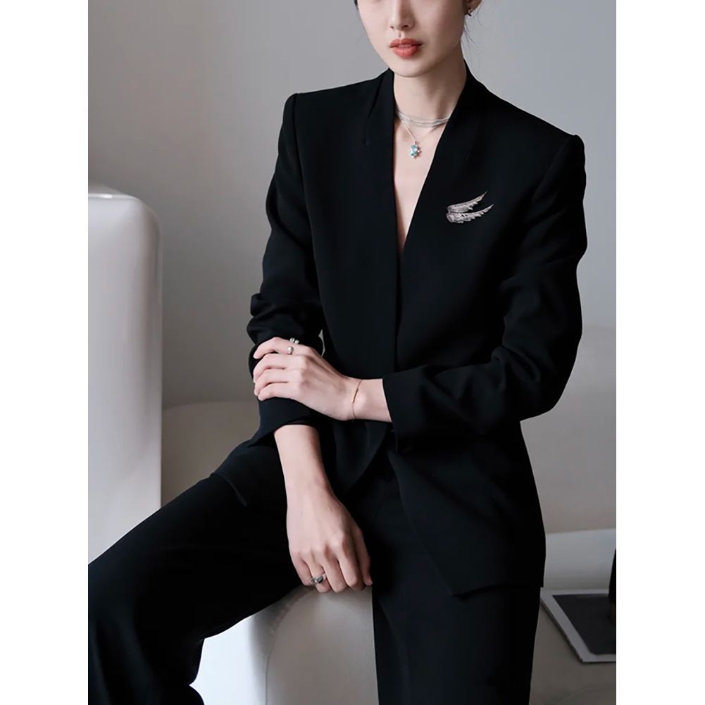 Micropelcro de piedra multifacé doble ala de ángel vuelo alas dimada plumas broche broche flores broche pareja mujer explosión