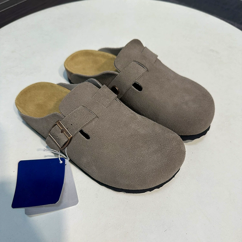 Клогы (Birkenstock) унисекс, натуральная кожа, толстая пробковая подошва, слип-он