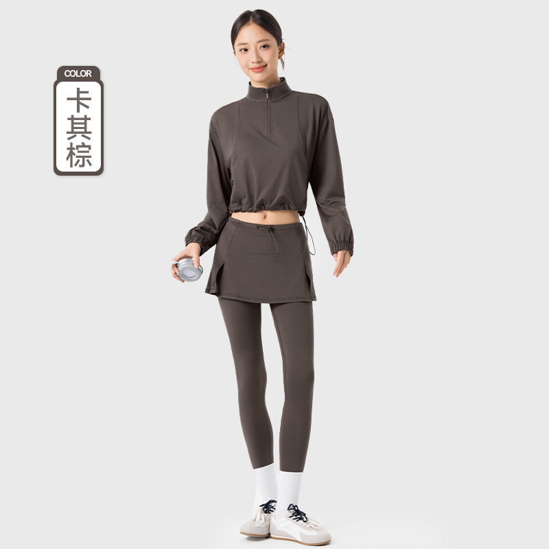 运动套装女秋冬薄绒保暖长袖健身服两件套外穿宽松休闲瑜伽服套装|undefined