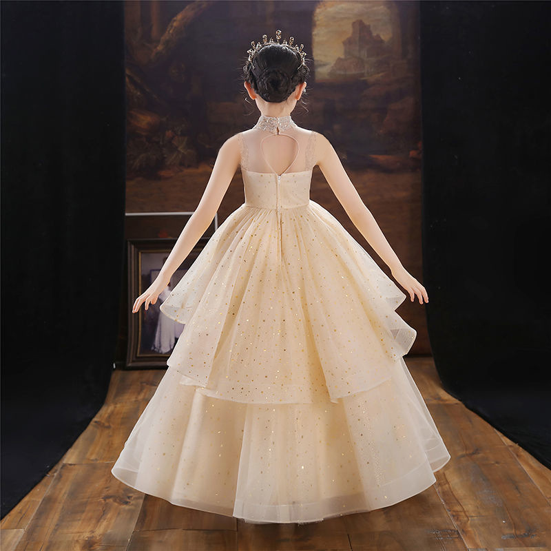 Spot vestido de novia de niña de las flores para niños pasarela femenina vestido de noche de gasa hinchada pequeña presentadora interpretación de piano falda larga verano