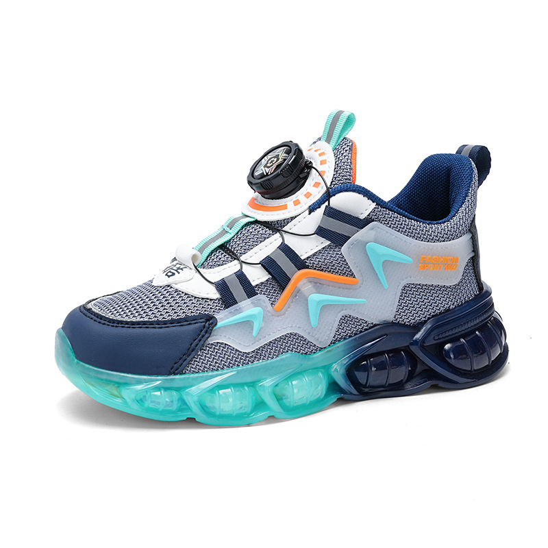 Zapatos DE LOS NIÑOS otoño y el invierno nueva malla giratoria hebilla de cuero los niños zapatillas medio y grandes los zapatos de viaje las niñas ocasionales