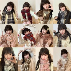 百搭格子围巾合集新款围脖女冬韩版学生保暖加厚高级感围脖批发