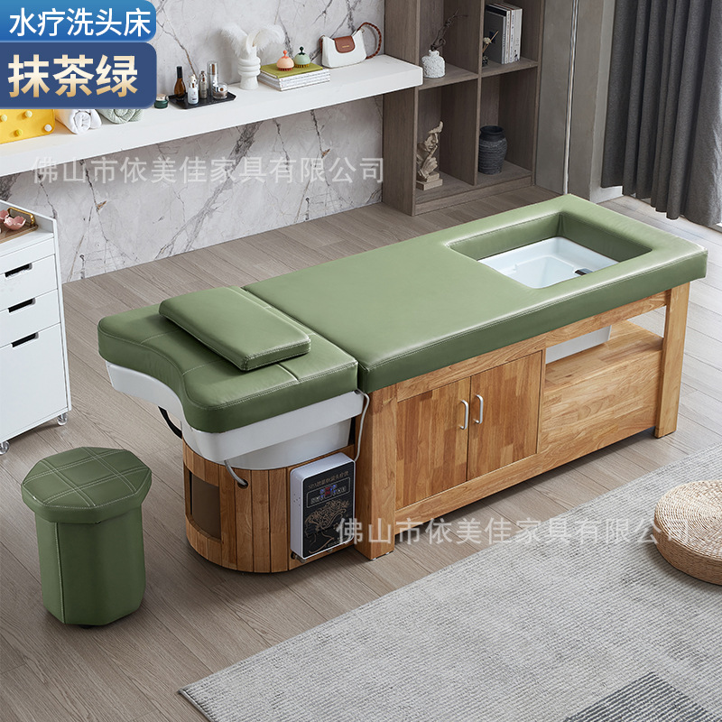 Tienda de cuidado del cabello chino cama de champú de madera maciza salón de pelo oído recogiendo lavabo de cerámica tailandés tratamiento de la cama circulación de agua fumigación integrada