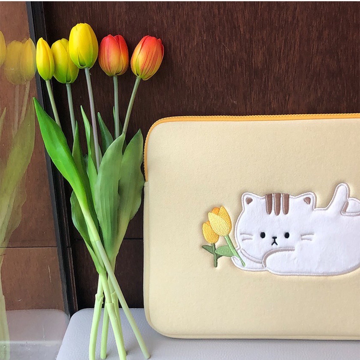 Cross-border bamtoree Tulip kitten laptop tablet storage bag ins13 inch 15 inch 11 inch