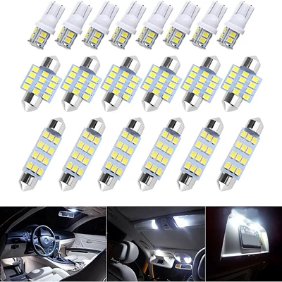 Car Led Combination Set 20Pcs T10 Width Indicator Light Double Tip Reading Light License Plate Light Indoor Door Light
