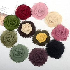 乾燥したバラの花欧根紗多層焼辺布芸DIY髪クリップ花服装補助材料部品