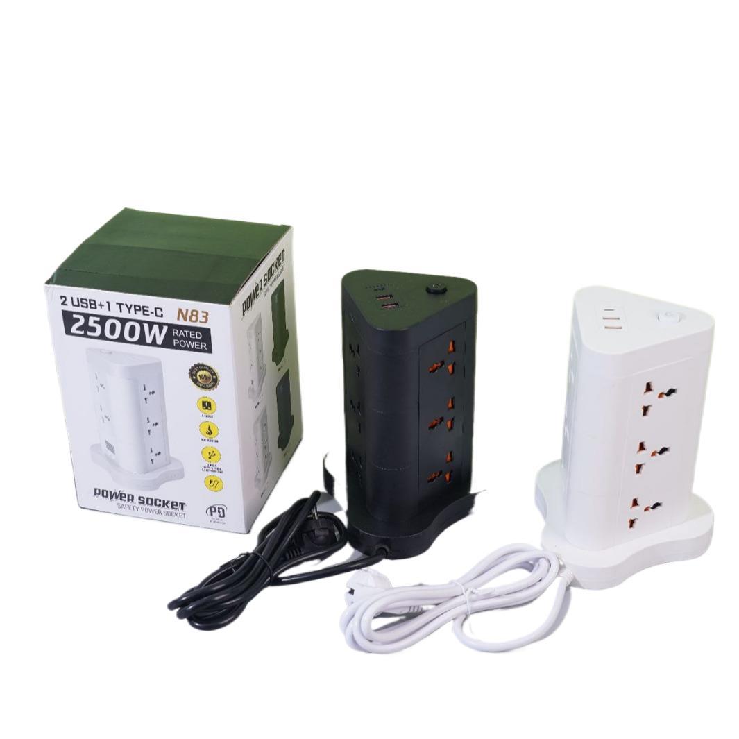 立式排插出口跨境电商塔形插板塔型万能孔排插延长线2层立式排插