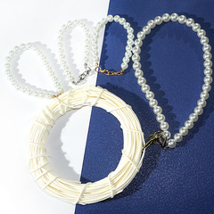 DIY Crystal Resin Pearl Imitation Bracelet with Cream Beads, 9cm Keychain Decorative Accessory and Finished Chain