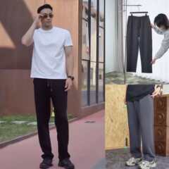 秋季新款时尚纯色休闲裤高品质潮流男裤垂感直筒卫裤复古简约长裤
