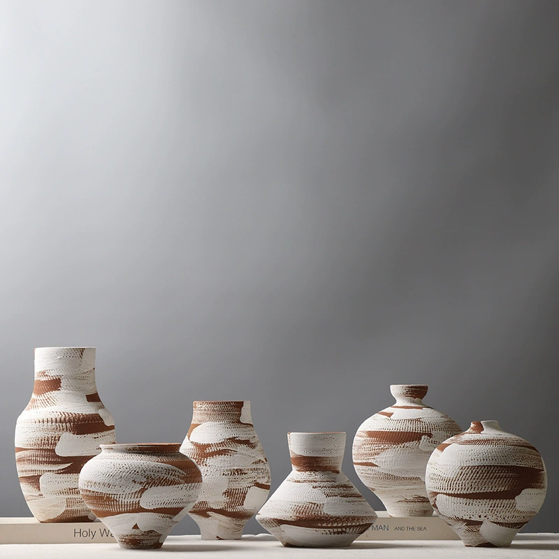 Новая китайская стиль сухие цветы аранжировка vase каменная чаша для цветов керамическая бутылка чайная комната Zen украшения