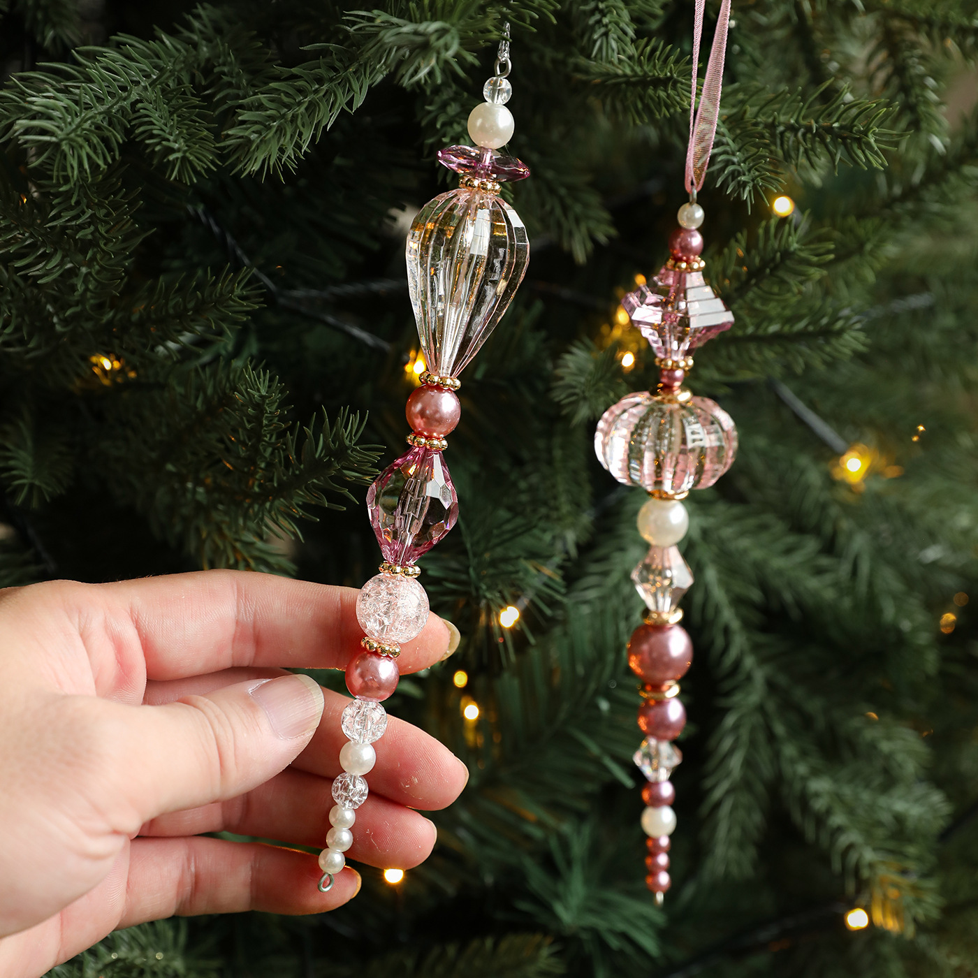 Nuevo metal transparente acrílico plástico colgante colgante colgante decoración de Navidad árbol de Navidad vestido colgante