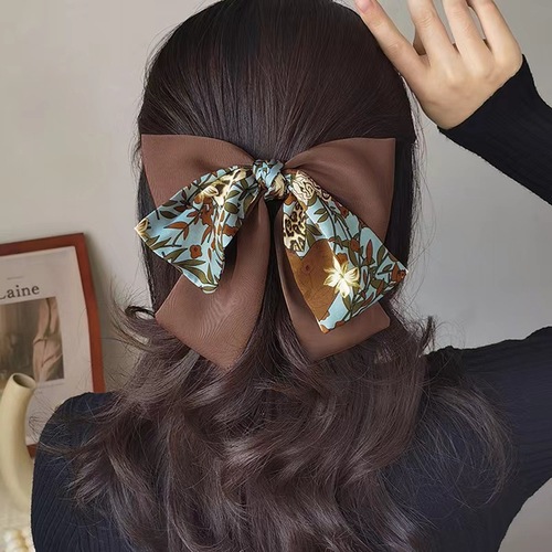 French temperament ribbon bowknot hair accessoired scrunchies spring clip back fashion hairpin hair band