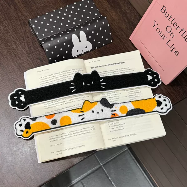 Cartoon long animal hair band with cat motifs, girly and sweet style, magic tape for face washing, makeup, and bangs, hairband