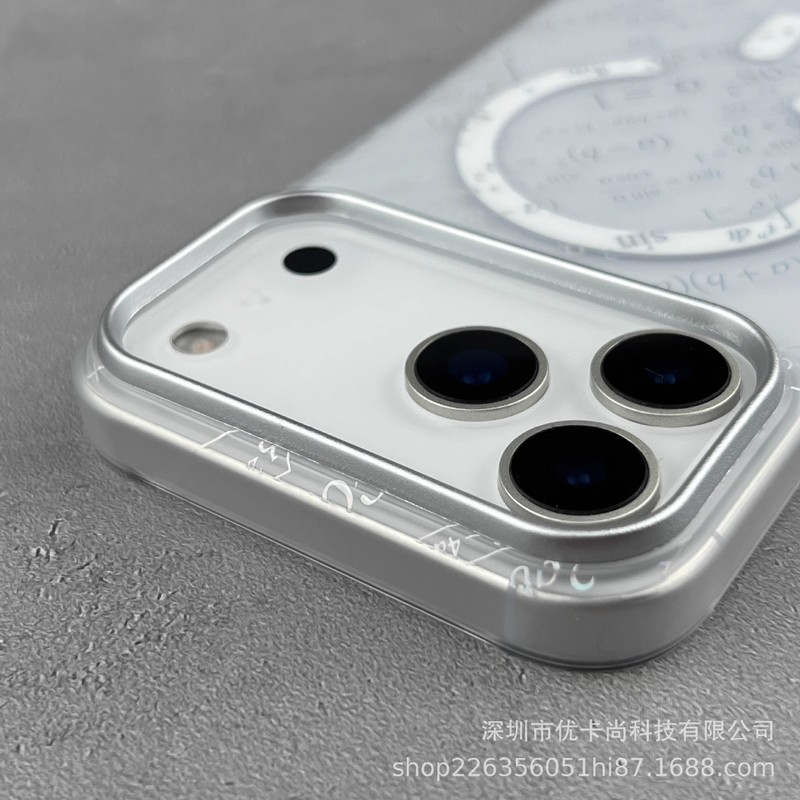 创意适用iPhone17promax烫银公式磁吸手机壳苹果16磨砂透明保护套|undefined