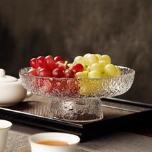 高颜值餐厅沙拉盘茶几轻奢点心盘创意网红高脚水果盘玻璃果盘