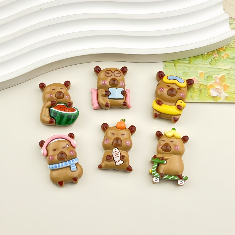 Cute Cartoon Playing Capybara DIY Resin Accessories Cream Glue Keychain Mobile Phone Case Refrigerator Magnet Material