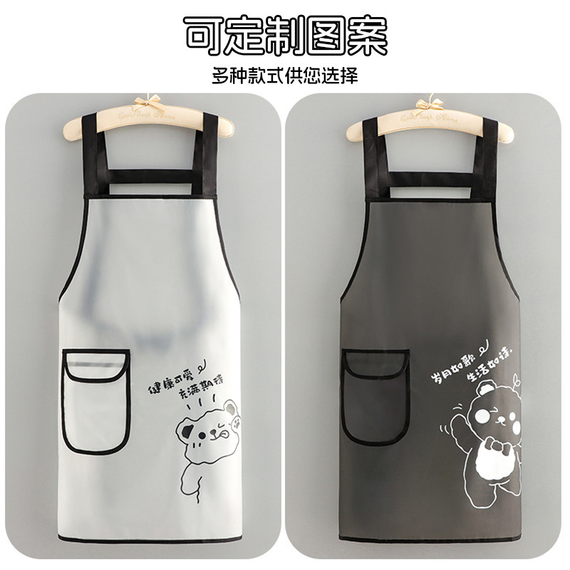 Tpu Apron Waterproof Apron Oil-Proof Apron Transparent Apron Suspender Apron No-Wash Kitchen Work and Home Apron