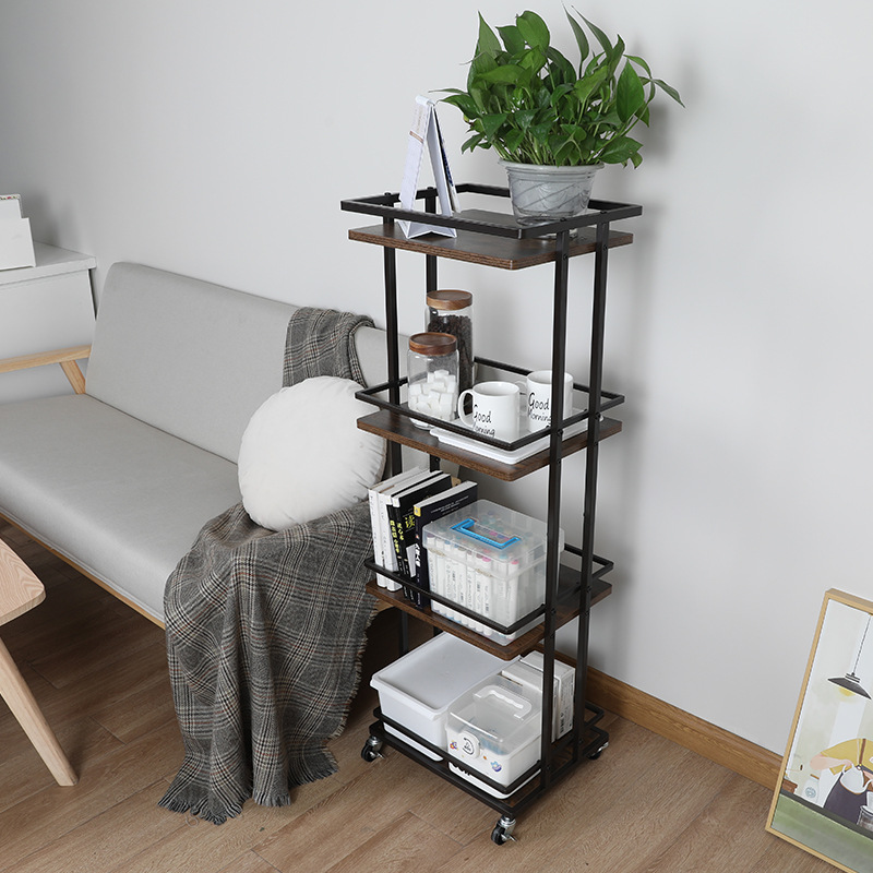 Floor-Standing Layered Storage Rack Kitchen Living Room Display Storage Rack Removable Storage Cart Space-Saving