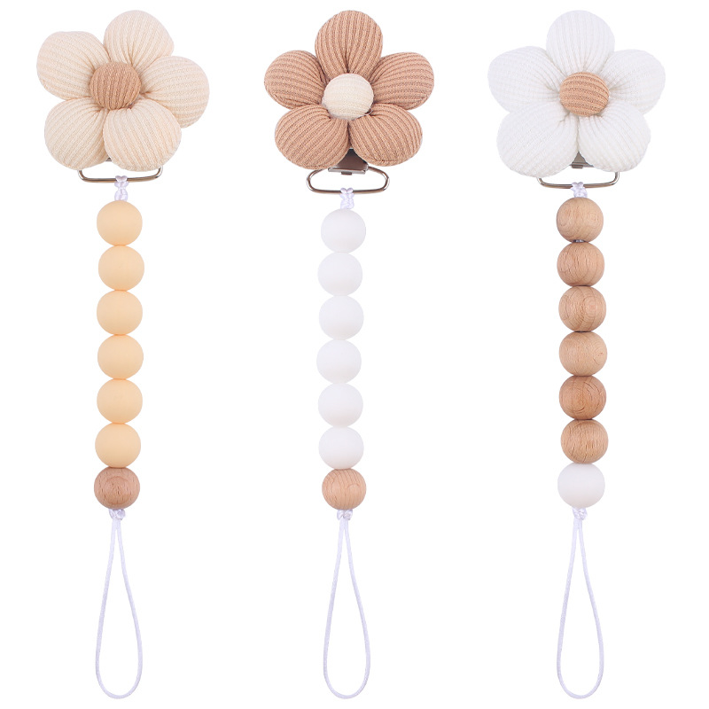 Nuevo bebé suministros de dibujos animados flor chupete clip creativo bebé DIY silicona mordedura chupete cadena anti-gota cadena