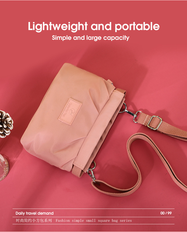 New women's bag 2025 Korean style crossbody bag, women's water-resistant nylon fabric single-shoulder bag, casual and versatile women's bag details Picture