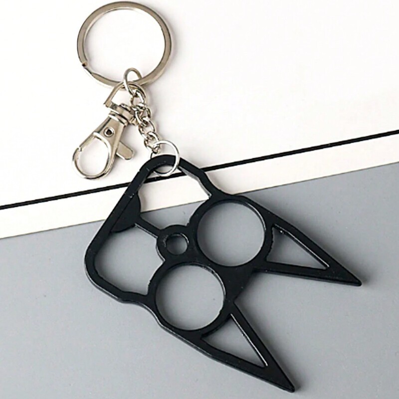 Survival Finger Tiger Keychain Evil God Single Finger Buckle Window Breaking Survival Hammer Justice Cat Finger Buckle Self-Defense Cat Eye