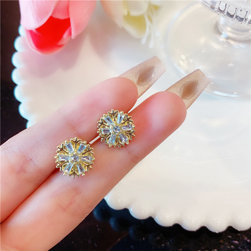 Schneeflocken Ohrringe Für Damen Dezente Ohrclips Gold Look_voghion.com