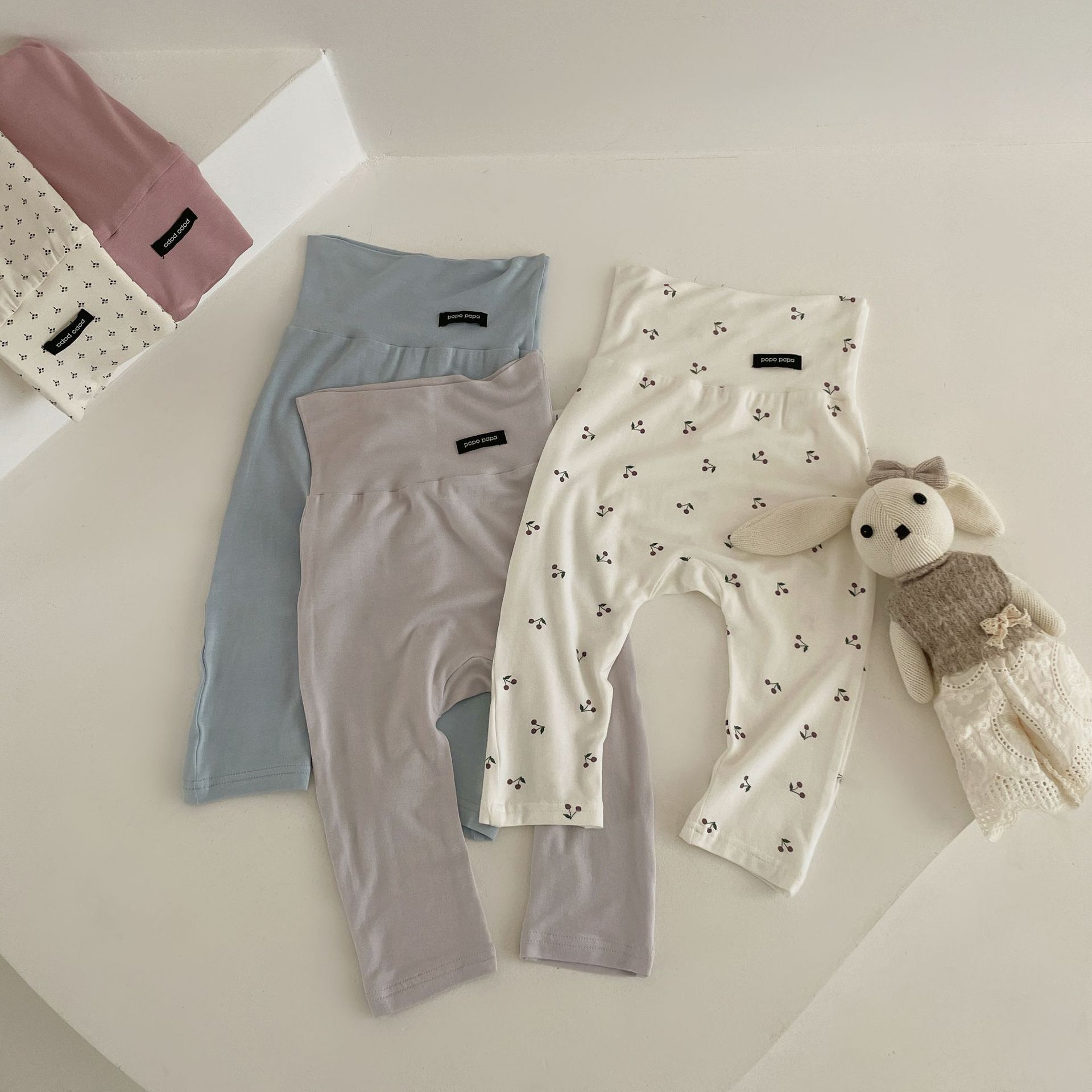 Summer Baby High-Waist Belly-Protecting Pants, Warm Home Sleep Pants, Air-Conditioned Room Bamboo Cotton Thin Cool Pants for 0-1 Year Olds