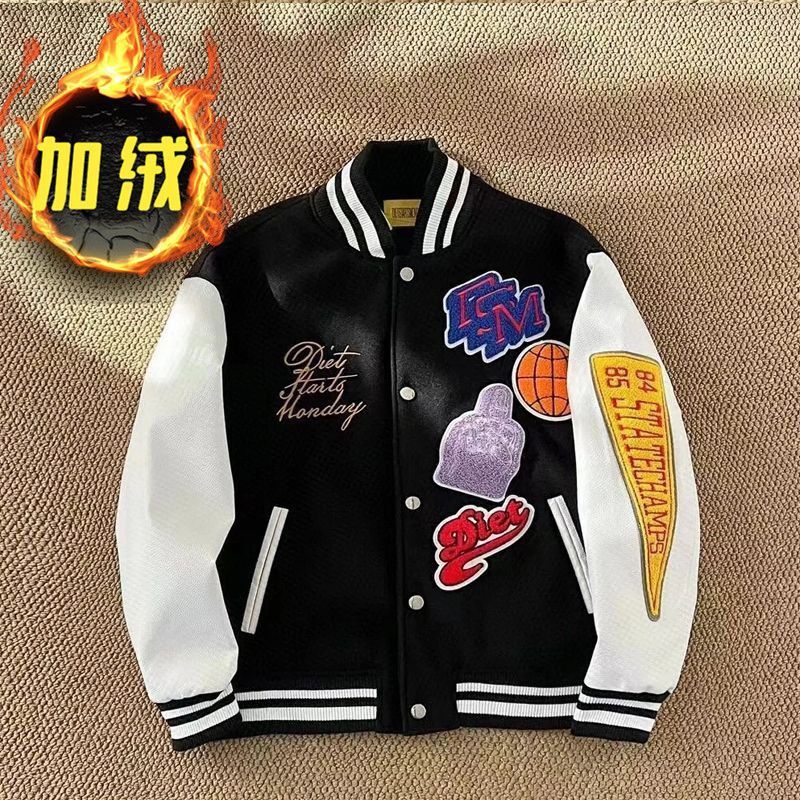 Autumn and Winter NBA Curry Same Style Top American vibe Style Street Casual American Jacket Baseball Suit Jacket Men's and Women's Ins