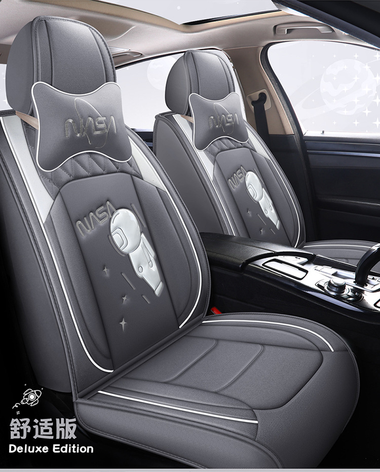 Summer New Car Seat Cushion, Linen Seat Cover, Universal for All Seasons, Fully Surrounded Linen Fabric Cushion, Cartoon Special Cushion
