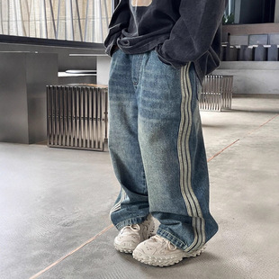 Boys' Autumn Children's Jeans 2025 New Retro Loose Straight-Leg Korean Casual Pants for Boys Trendy